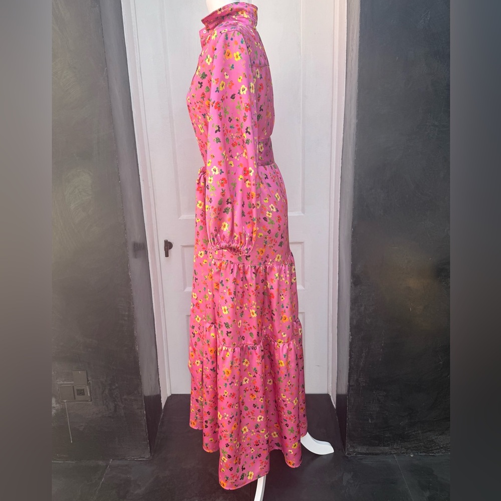 ANN MASHBURN Orange and Pink Pleated Tiered Sundress - Picture 4 of 5